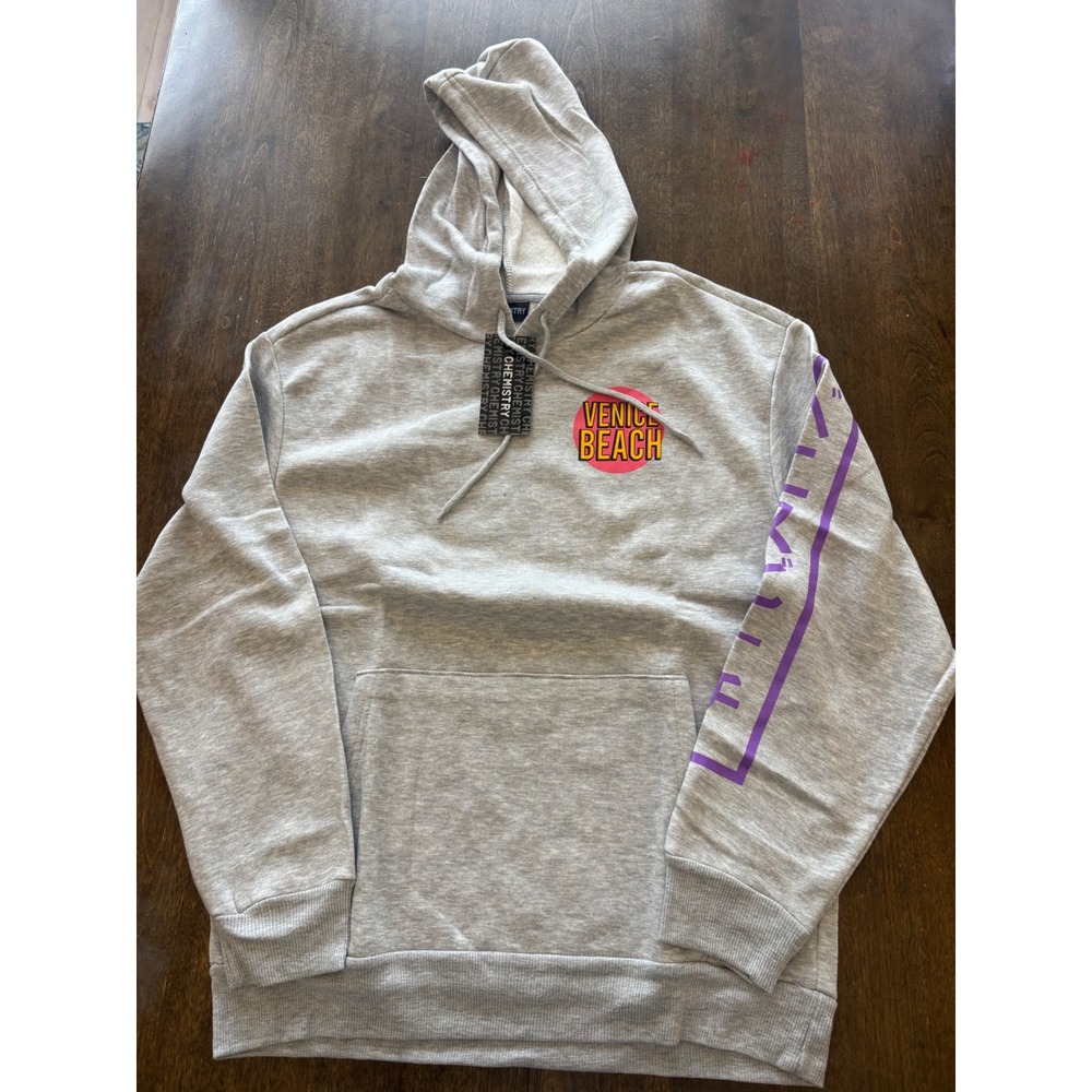 Chemistry Venice Beach Skateboarding Skeleton Gray Hoodie Mens L NWT